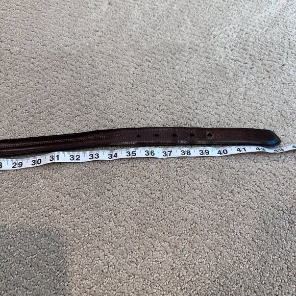 Coach Leather Belt Size 36 Classic Dark Brown Contrast Stitch Nickel Hardware - Picture 12 of 12